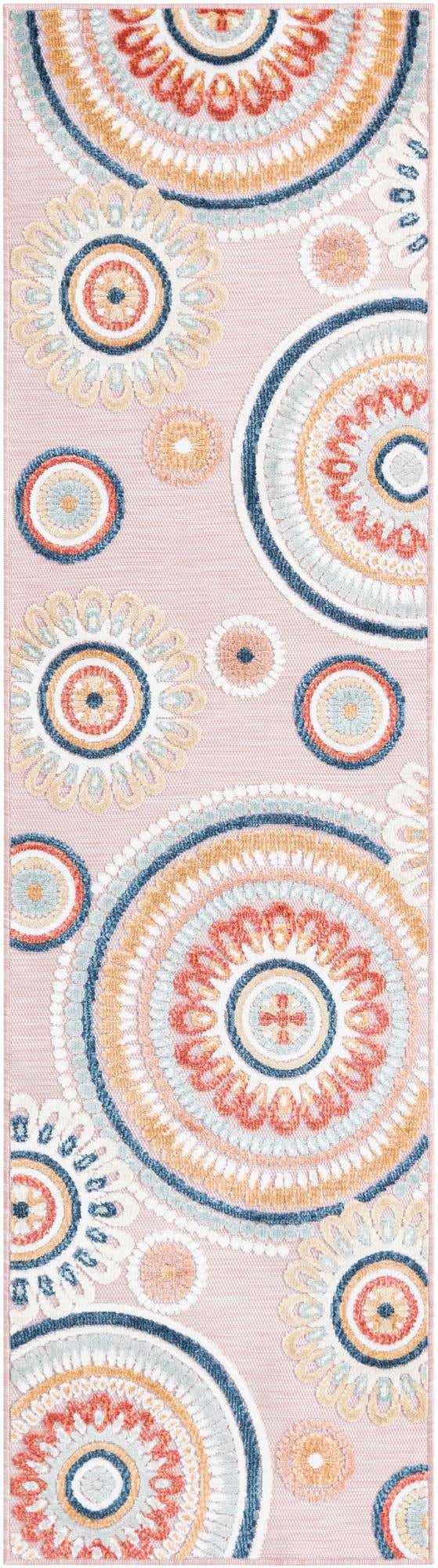 Pink 2' 2 x 8' Outdoor Botanical Runner Area Rug Weather Resistant for Patio, Deck, Terrace, Balcony, Porch Polypropylene Garden Floral Tropical Carpet for Sale at Rug Engine