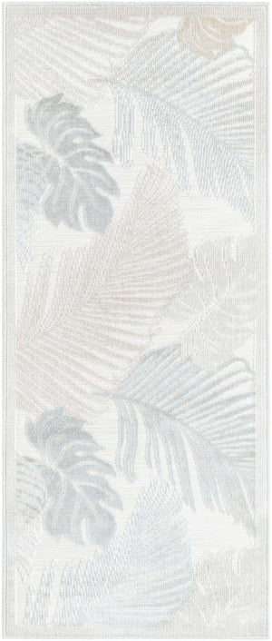 Gray 2' 2 x 5' 3 Outdoor Botanical Runner Area Rug Weather Resistant for Patio, Deck, Terrace, Balcony, Porch Polypropylene Garden Floral Tropical Carpet for Sale at Rug Engine