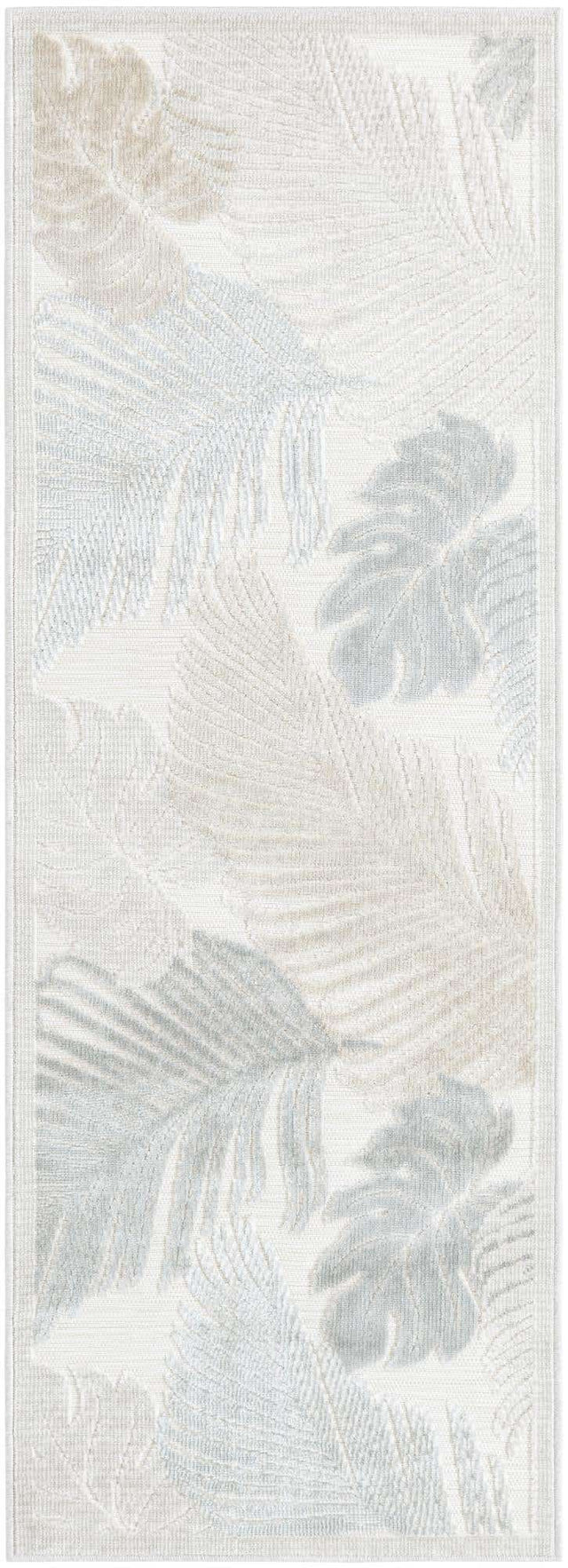 Gray 2' 2 x 6' 1 Outdoor Botanical Runner Area Rug Weather Resistant for Patio, Deck, Terrace, Balcony, Porch Polypropylene Garden Floral Tropical Carpet for Sale at Rug Engine