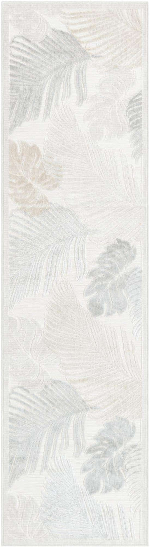 Gray 2' 2 x 8' Outdoor Botanical Runner Area Rug Weather Resistant for Patio, Deck, Terrace, Balcony, Porch Polypropylene Garden Floral Tropical Carpet for Sale at Rug Engine