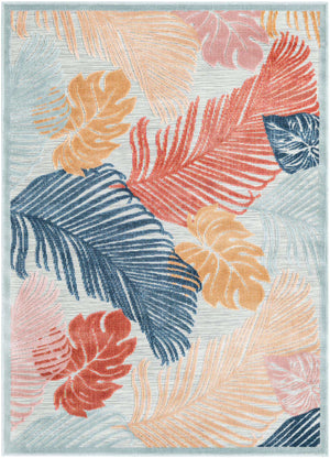 Multicolor 4' 5 x 6' 1 Outdoor Botanical Rectangle Area Rug Weather Resistant for Patio, Deck, Terrace, Balcony, Porch Polypropylene Garden Floral Tropical Carpet for Sale at Rug Engine