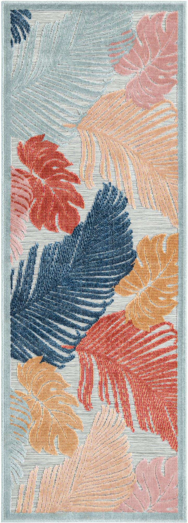 Multicolor 2' 2 x 6' 1 Outdoor Botanical Runner Area Rug Weather Resistant for Patio, Deck, Terrace, Balcony, Porch Polypropylene Garden Floral Tropical Carpet for Sale at Rug Engine