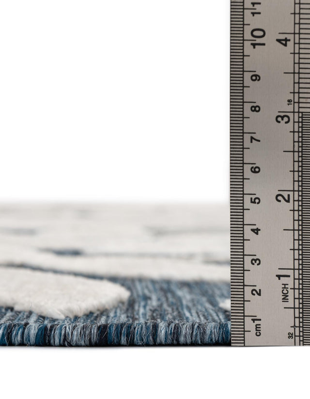 Navy Blue 9' 9 x 12' Outdoor Botanical Rectangle Area Rug Weather Resistant for Patio, Deck, Terrace, Balcony, Porch Polypropylene Garden Floral Tropical Carpet for Sale at Rug Engine