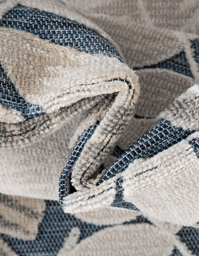 Navy Blue 5' 2 x 8' Outdoor Botanical Rectangle Area Rug Weather Resistant for Patio, Deck, Terrace, Balcony, Porch Polypropylene Garden Floral Tropical Carpet for Sale at Rug Engine