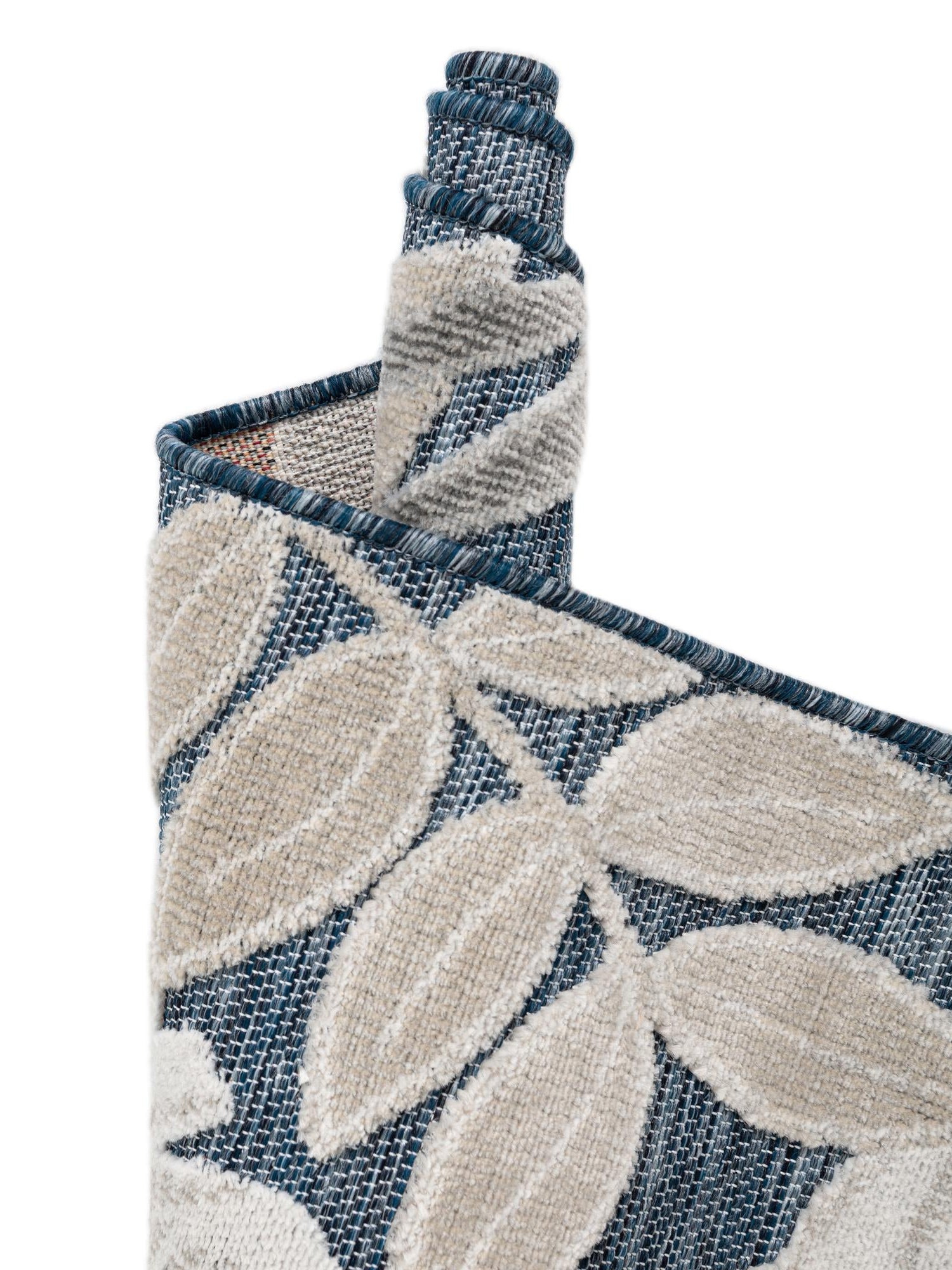Navy Blue 2' 2 x 3' 1 Outdoor Botanical Rectangle Area Rug Weather Resistant for Patio, Deck, Terrace, Balcony, Porch Polypropylene Garden Floral Tropical Carpet for Sale at Rug Engine
