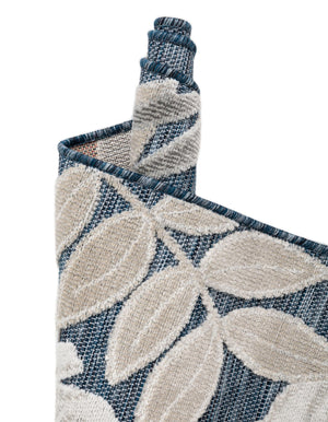 Navy Blue 8' 2 x 8' 2 Outdoor Botanical Square Area Rug Weather Resistant for Patio, Deck, Terrace, Balcony, Porch Polypropylene Garden Floral Tropical Carpet for Sale at Rug Engine