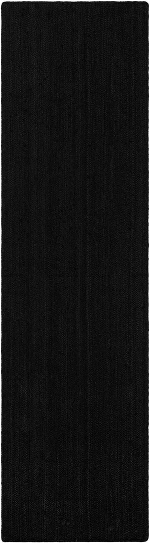 Black 3' x 10' Braided Jute Runner Rug