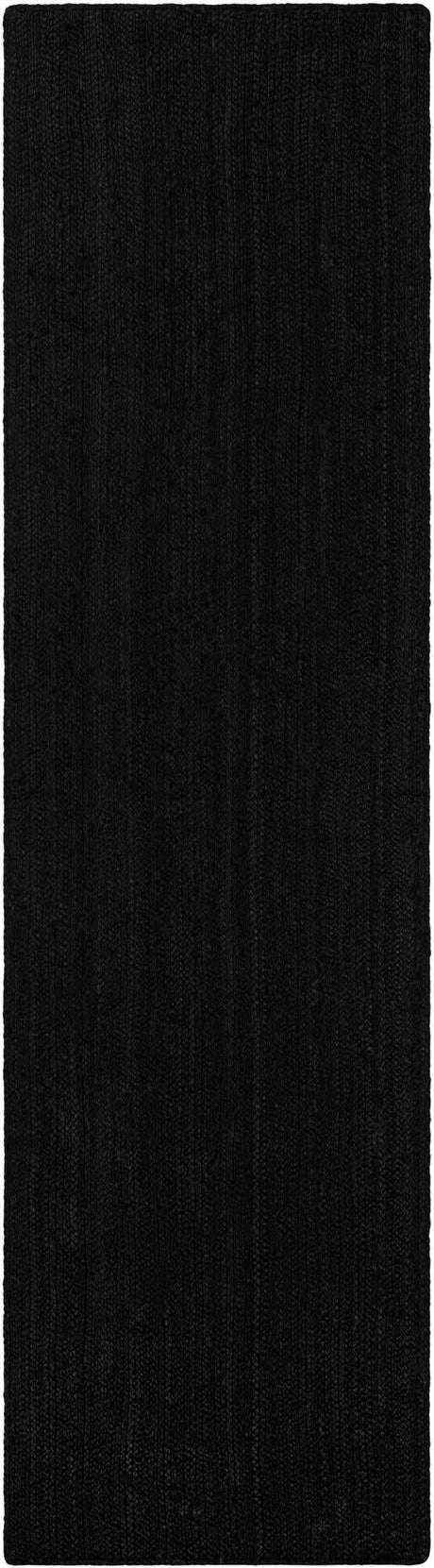 Black 3' x 10' Braided Jute Runner Rug