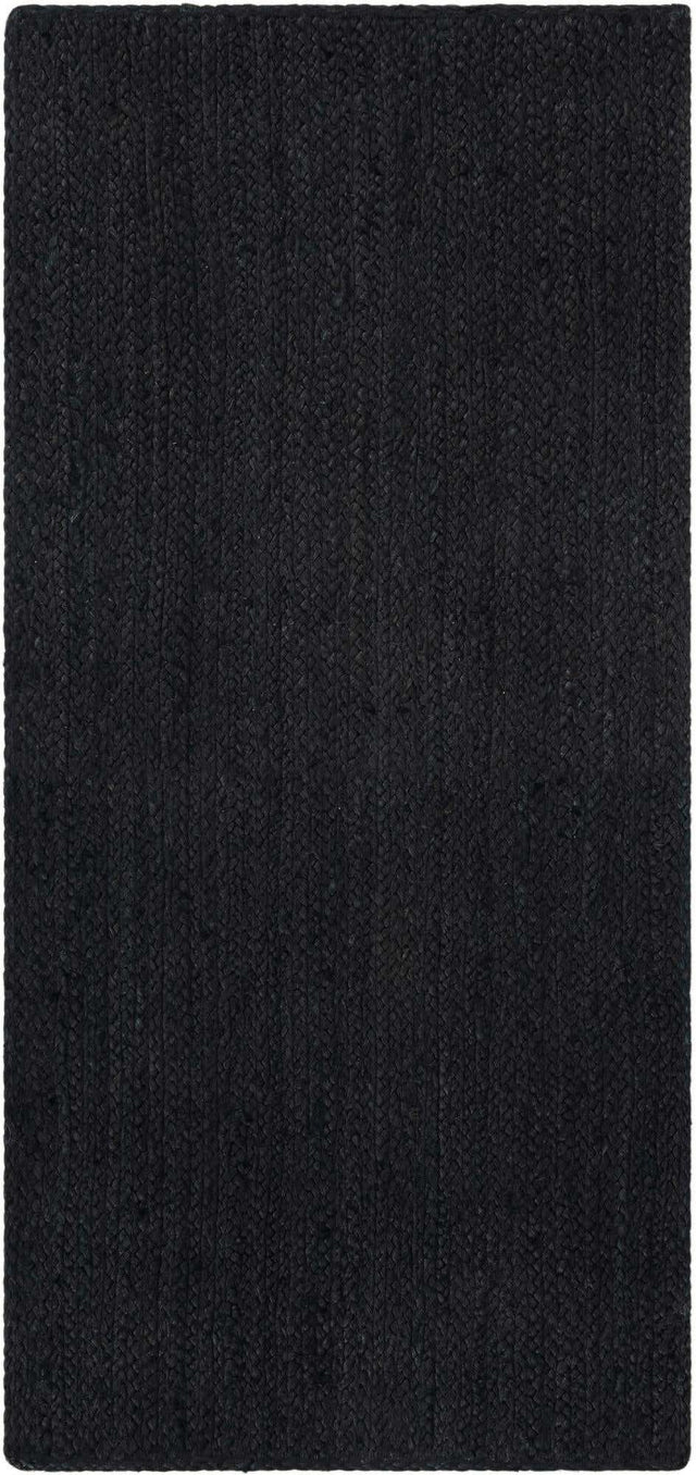 Black 2' x 4' 1 Braided Jute Runner Rug