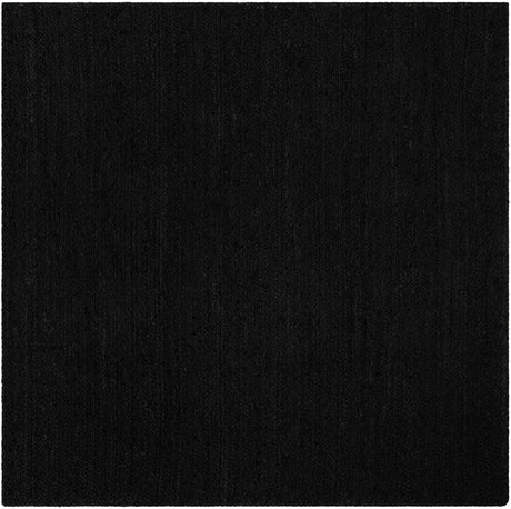 Black 5' 3 x 5' 3 Braided Jute Square Rug