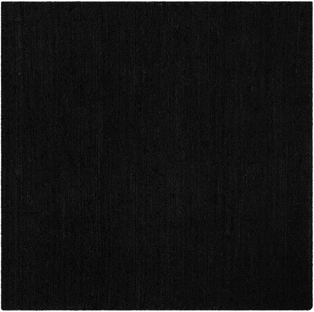 Black 5' 3 x 5' 3 Braided Jute Square Rug