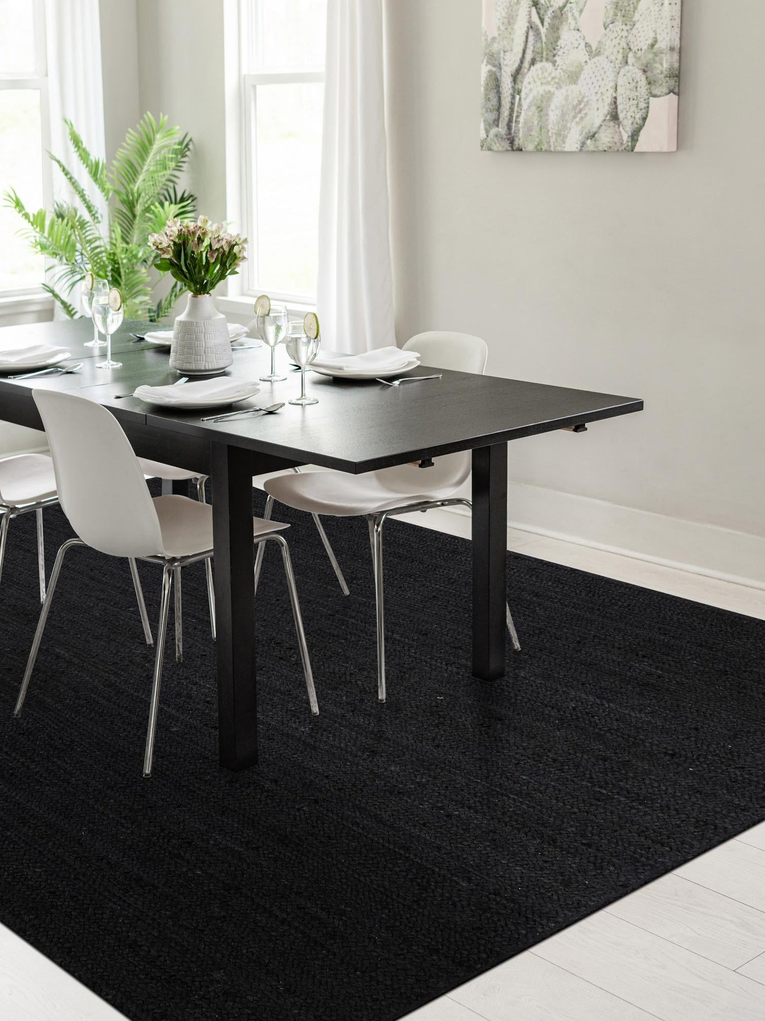 Black 2' 2 x 3' 1 Braided Jute Rectangle Area Rug 100% Jute Hand Braided Natural Eco-Friendly Boho Style Carpet for Living Rooms Dining Office Space Dorms for Sale at Rug Engine