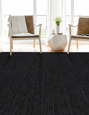 Black 2' 2 x 3' 1 Braided Jute Rectangle Rug