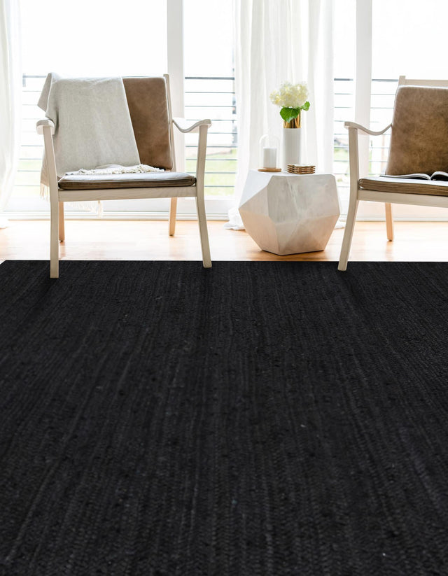 Black 2' 2 x 3' 1 Braided Jute Rectangle Rug