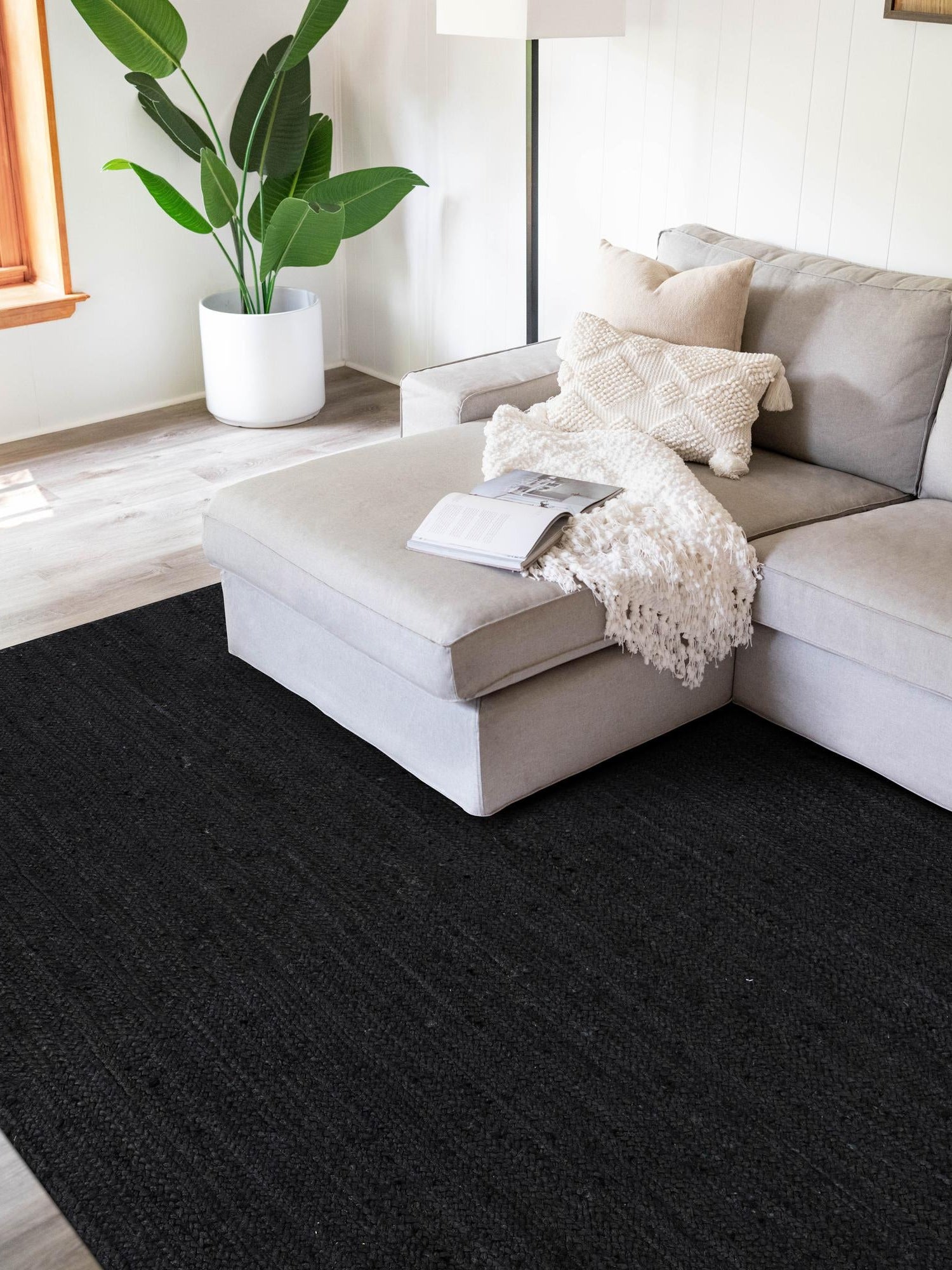 Black 2' 2 x 3' 1 Braided Jute Rectangle Area Rug 100% Jute Hand Braided Natural Eco-Friendly Boho Style Carpet for Living Rooms Dining Office Space Dorms for Sale at Rug Engine