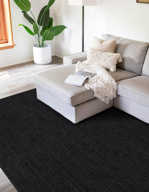 Black 2' 2 x 3' 1 Braided Jute Rectangle Rug