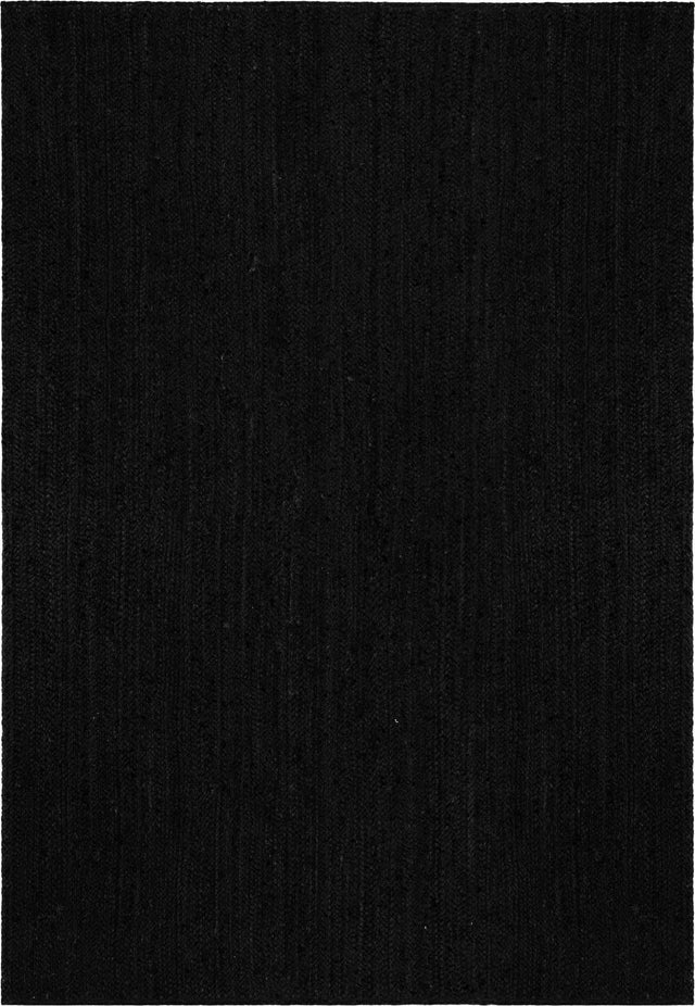 Black 5' 3 x 8' Braided Jute Rectangle Rug