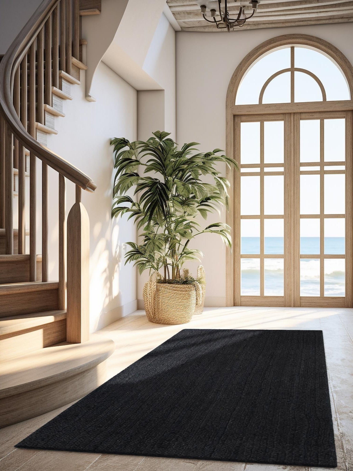 Black 2' x 6' 1 Braided Jute Runner Area Rug 100% Jute Hand Braided Natural Eco-Friendly Boho Style Carpet for Living Rooms Dining Office Space Dorms for Sale at Rug Engine