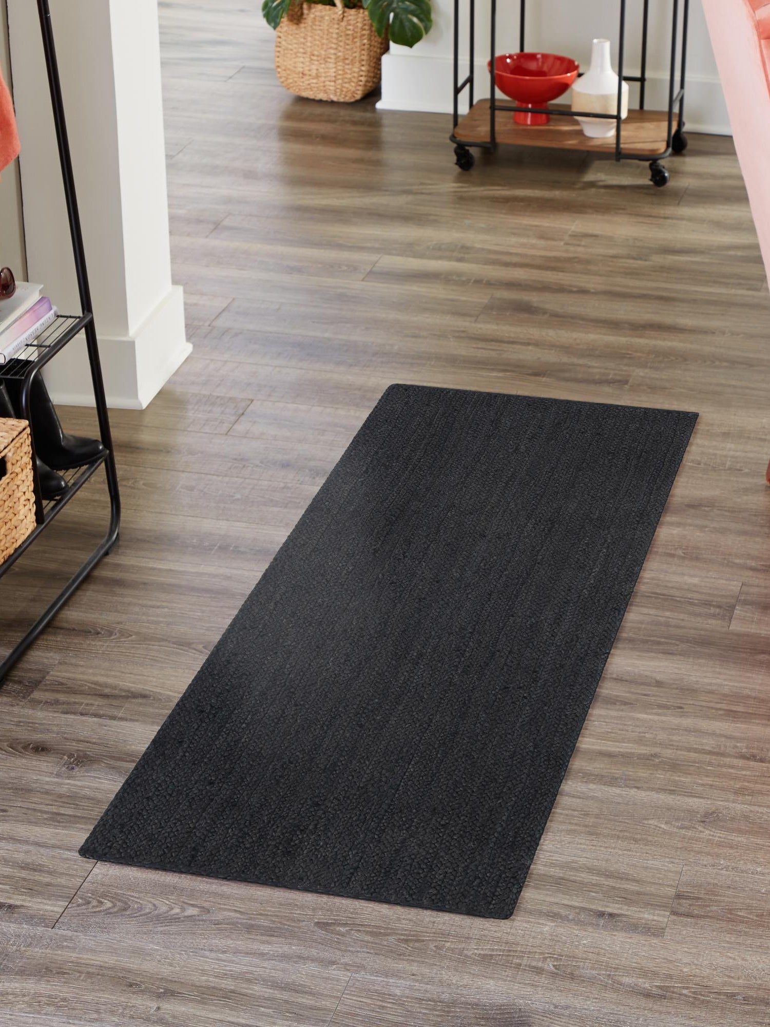 Black 2' x 6' 1 Braided Jute Runner Area Rug 100% Jute Hand Braided Natural Eco-Friendly Boho Style Carpet for Living Rooms Dining Office Space Dorms for Sale at Rug Engine