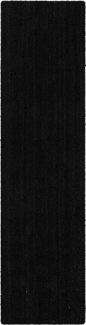 Black 2' x 8' Braided Jute Runner Rug