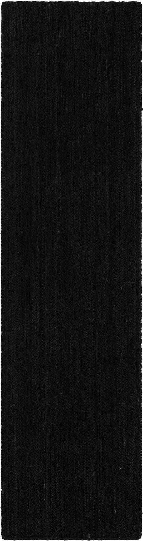 Black 2' x 8' Braided Jute Runner Rug