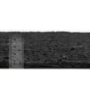 Black 5' 3 x 5' 3 Braided Jute Square Rug