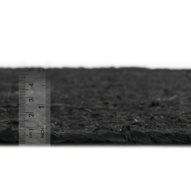 Black 5' 3 x 5' 3 Braided Jute Square Rug