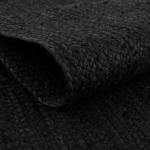 Black 5' 3 x 5' 3 Braided Jute Square Rug