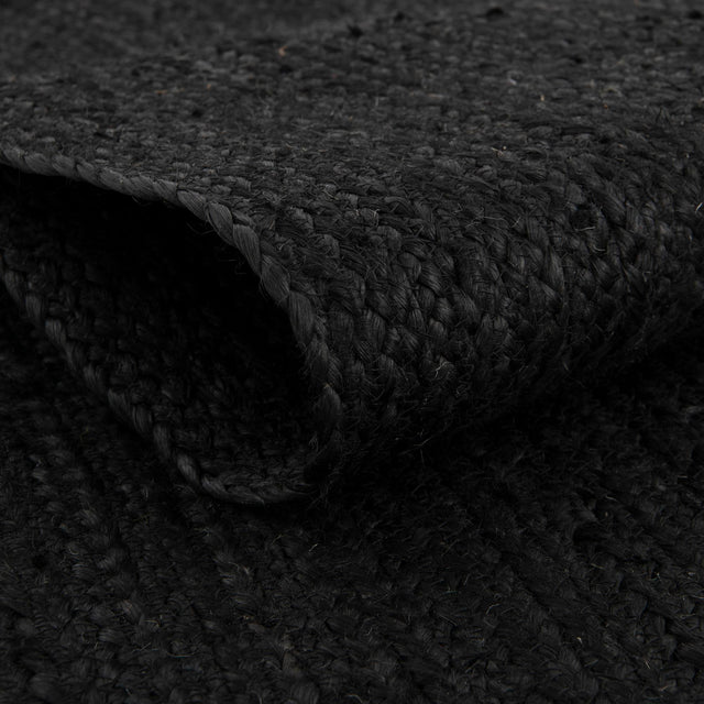 Black 5' 3 x 5' 3 Braided Jute Square Rug