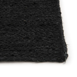 Black 5' 3 x 5' 3 Braided Jute Square Rug
