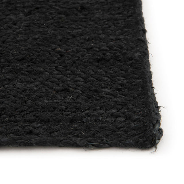 Black 5' 3 x 5' 3 Braided Jute Square Rug