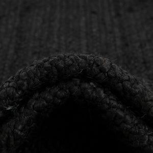 Black 5' 3 x 5' 3 Braided Jute Square Rug
