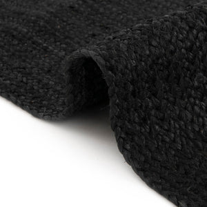 Black 5' 3 x 5' 3 Braided Jute Square Rug