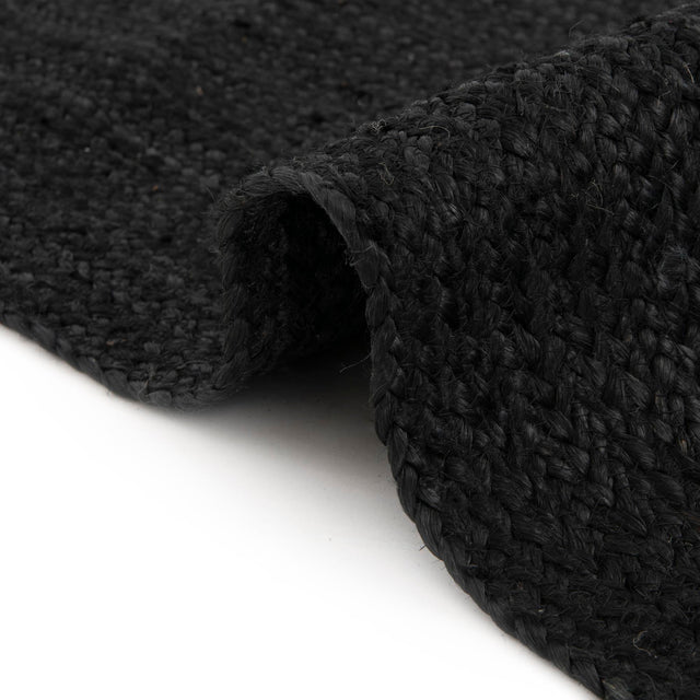Black 5' 3 x 5' 3 Braided Jute Square Rug