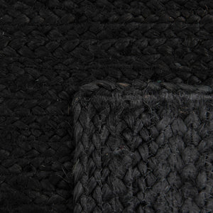 Black 5' 3 x 5' 3 Braided Jute Square Rug