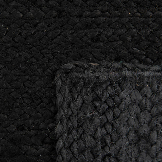 Black 5' 3 x 5' 3 Braided Jute Square Rug