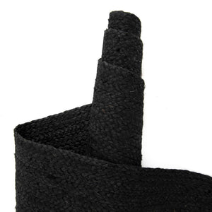 Black 5' 3 x 5' 3 Braided Jute Square Rug