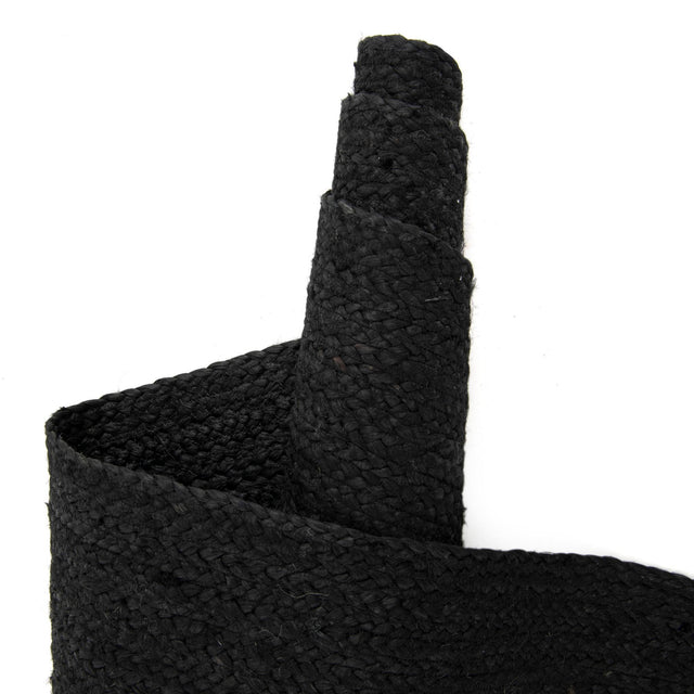 Black 5' 3 x 5' 3 Braided Jute Square Rug