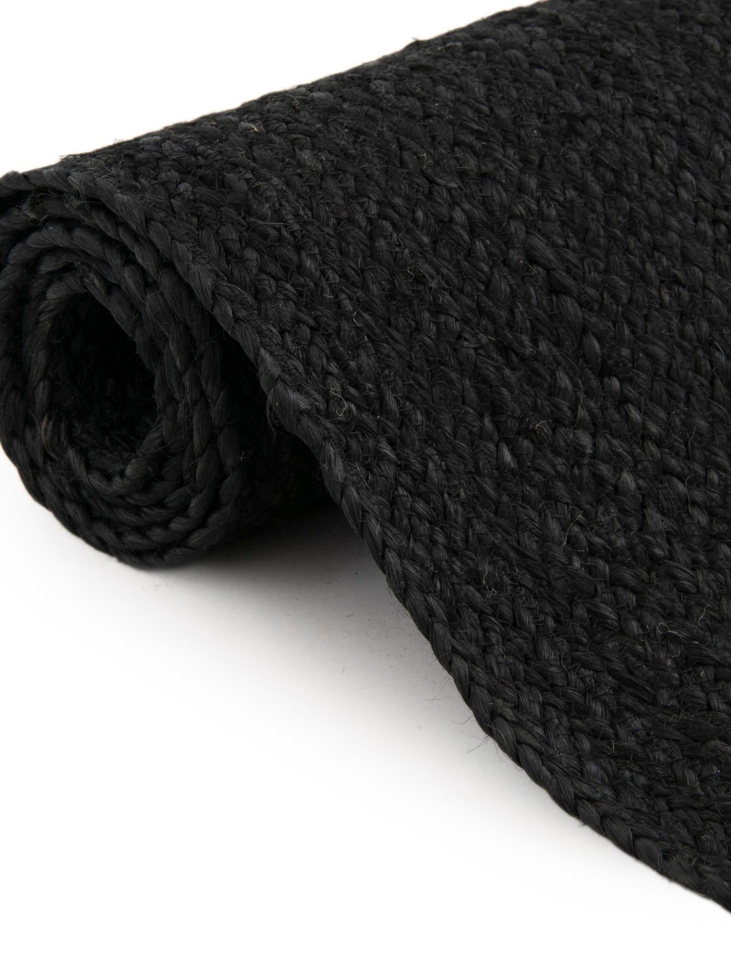 Black 7' 10 x 7' 10 Braided Jute Square Area Rug 100% Jute Hand Braided Natural Eco-Friendly Boho Style Carpet for Living Rooms Dining Office Space Dorms for Sale at Rug Engine