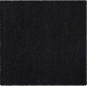 Black 8' x 8' Braided Jute Square Rug