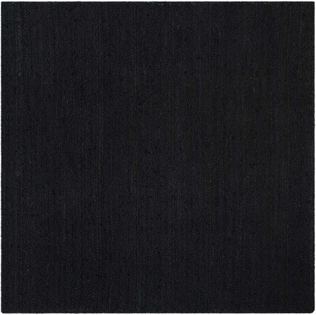 Black 8' x 8' Braided Jute Square Rug