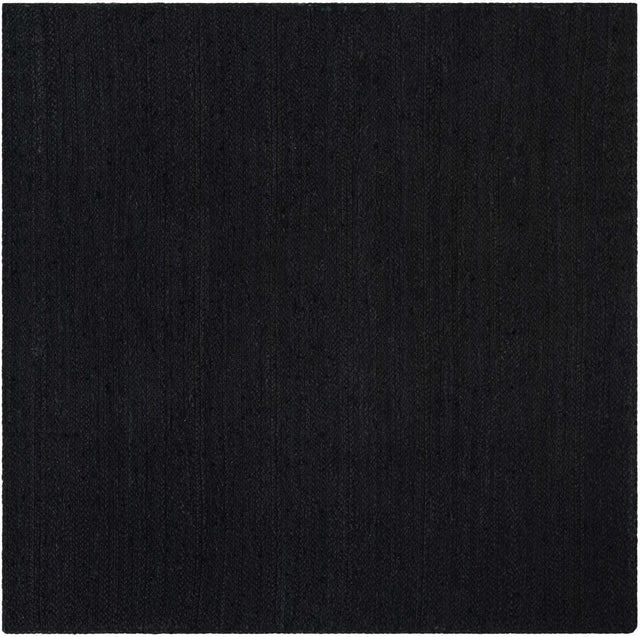 Black 8' x 8' Braided Jute Square Rug