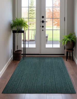 Green 5' 3 x 8' Braided Jute Rectangle Rug