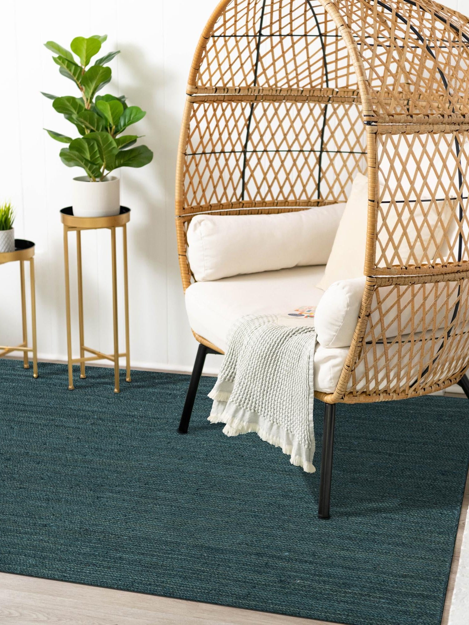 Green 7' 10 x 10' Braided Jute Rectangle Area Rug 100% Jute Hand Braided Natural Eco-Friendly Boho Style Carpet for Living Rooms Dining Office Space Dorms for Sale at Rug Engine