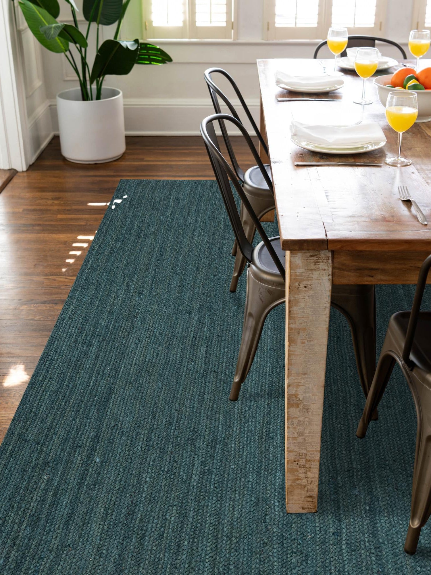 Green 4' 1 x 6' 1 Braided Jute Rectangle Area Rug 100% Jute Hand Braided Natural Eco-Friendly Boho Style Carpet for Living Rooms Dining Office Space Dorms for Sale at Rug Engine