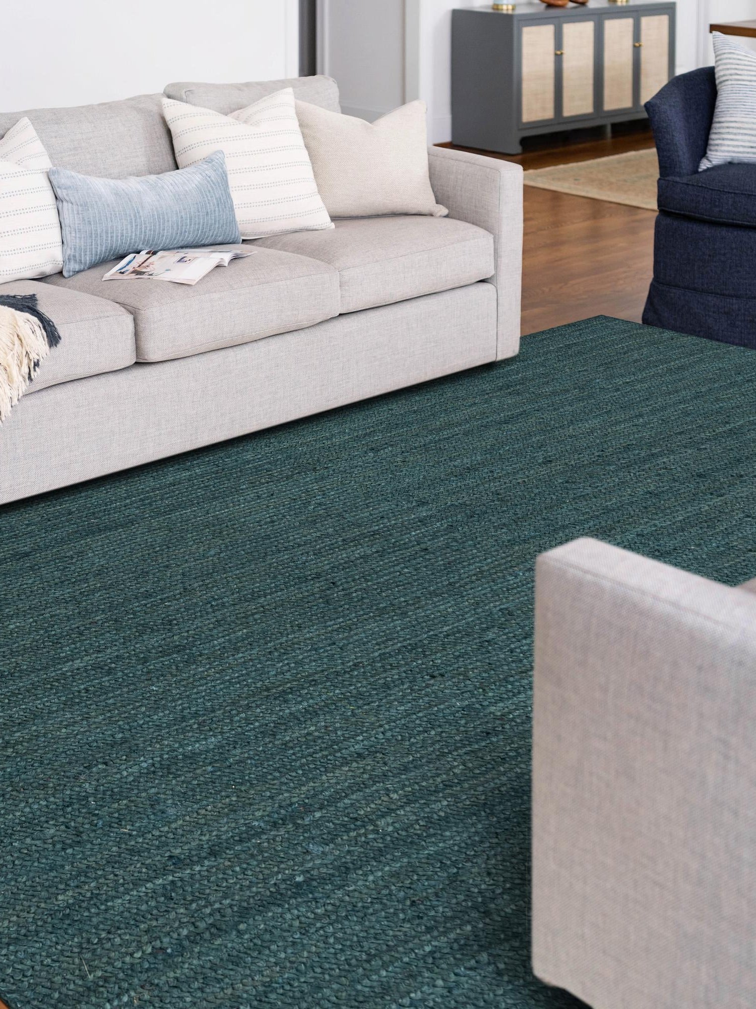 Green 4' 1 x 6' 1 Braided Jute Rectangle Area Rug 100% Jute Hand Braided Natural Eco-Friendly Boho Style Carpet for Living Rooms Dining Office Space Dorms for Sale at Rug Engine