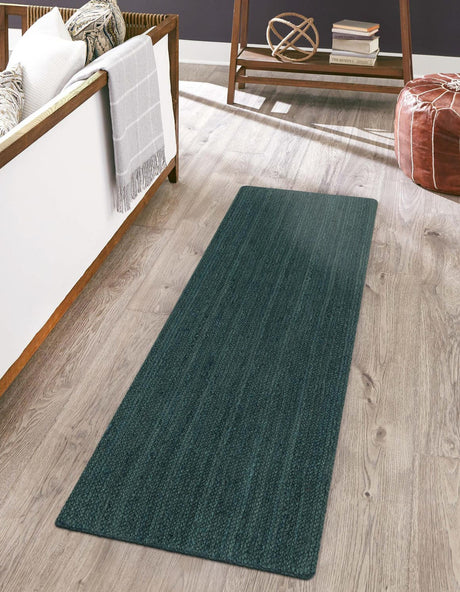 Green 3' x 14' Braided Jute Runner Rug