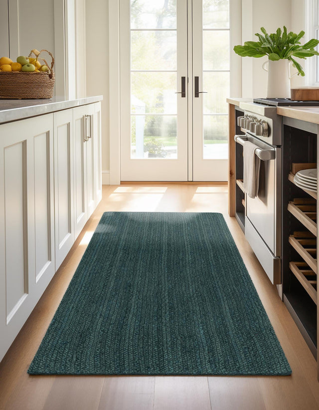 Green 3' x 14' Braided Jute Runner Rug
