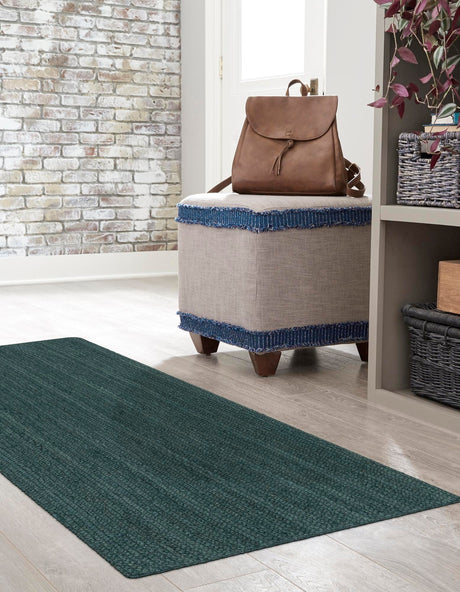Green 2' x 6' 1 Braided Jute Runner Area Rug 100% Jute Hand Braided Natural Eco-Friendly Boho Style Carpet for Living Rooms Dining Office Space Dorms for Sale at Rug Engine