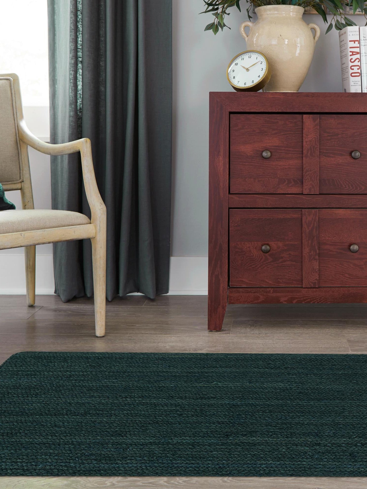 Green 2' x 4' 1 Braided Jute Runner Area Rug 100% Jute Hand Braided Natural Eco-Friendly Boho Style Carpet for Living Rooms Dining Office Space Dorms for Sale at Rug Engine